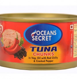 Oceans Secret Tuna Chunks In Veg. Oil With Red Chilly & Cracked Pepper  Tin  180 grams
